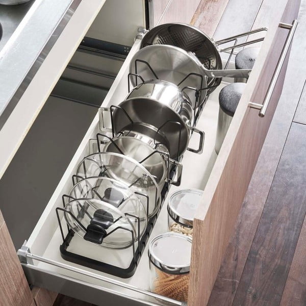 Melns regulējams plaukts vākiem un pannām YAMAZAKI Tower-image-1