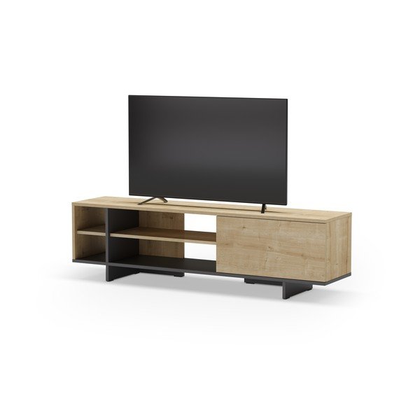 Dabīga toņa TV galdiņš ar ozolkoka imitāciju 160x44 cm Cequoia – Marckeric-image-4