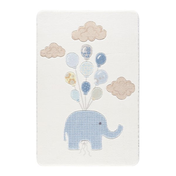 Bērnu balts paklājs Confetti Sweet Elephant, 133 x 190 cm