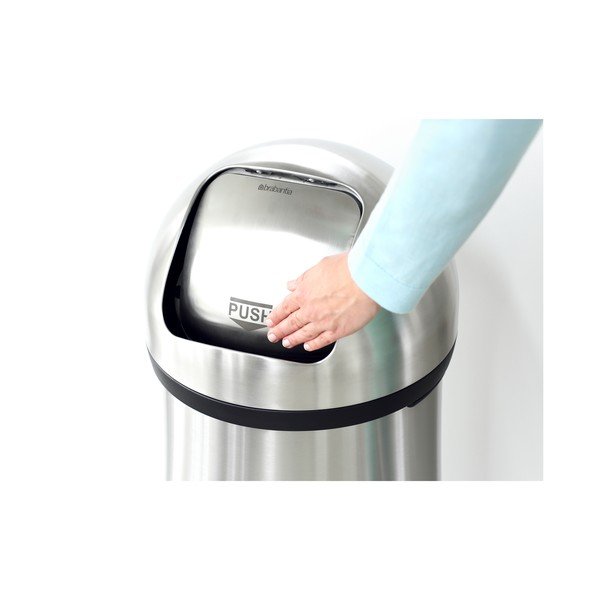 Matētas sudraba krāsas tērauda atkritumu tvertne 60 l Push Bin – Brabantia-image-4