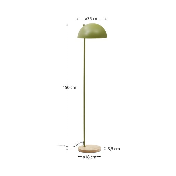 Zaļa/dabīga toņa stāvlampa ar metāla abažūru (augstums 150 cm) Catlar – Kave Home-image-4