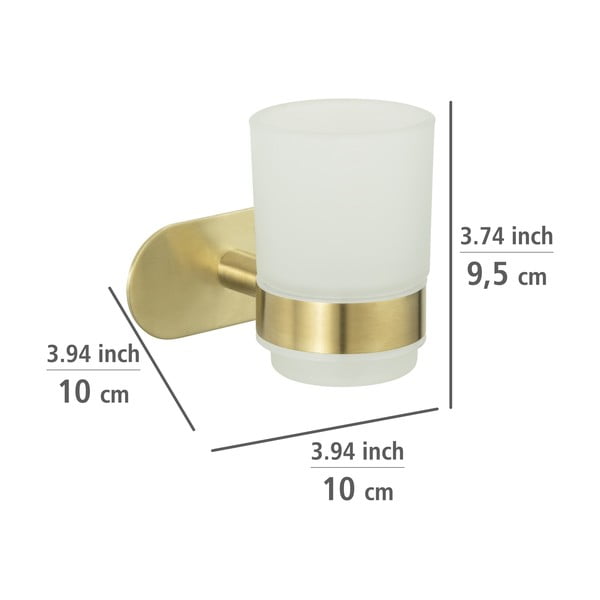 Zelta krāsas stikla pašlīmējošs trauks zobu birstei Orea Gold – Wenko-image-3