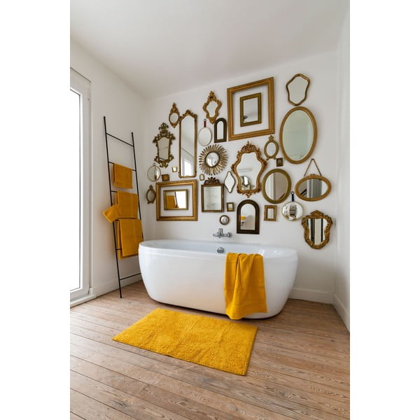 Okera dzeltens vannas istabas paklājs 100x60 cm Riva – Tiseco Home Studio-image-1