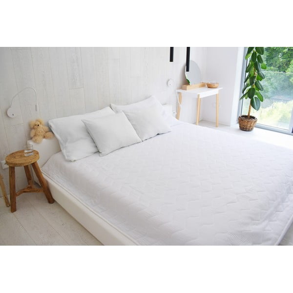 Balts muslīna stepēts gultas pārklājs 210x240 cm Plain Muslin – Butter Kings-image-2