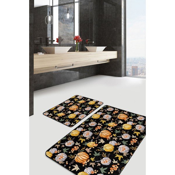 Melni/oranži vannas istabas paklājiņi (2 gab.) 60x100 cm – Mila Home-image-1