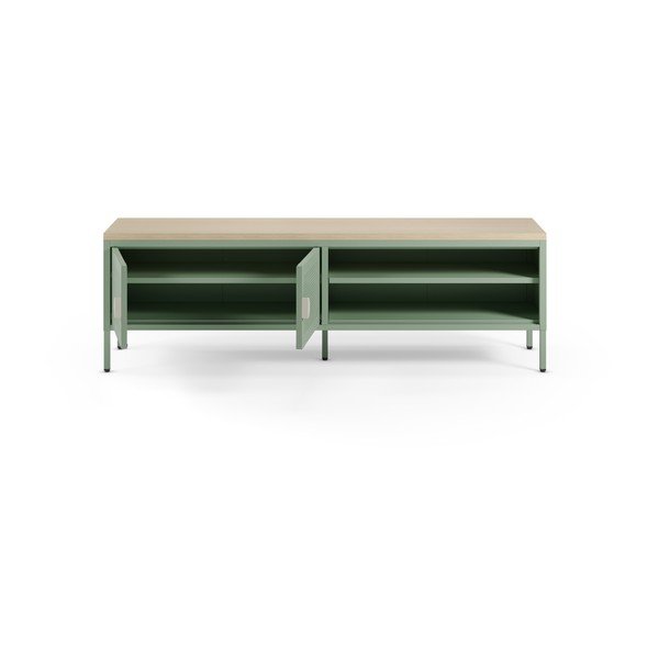 Piparmētru zaļš/dabīga toņa metāla TV galdiņš 160x50x35 cm Sayla – Marckeric-image-2