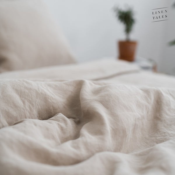 Bēšs divguļamais segas pārvalks no kaņepju šķiedras 200x200 cm – Linen Tales-image-2