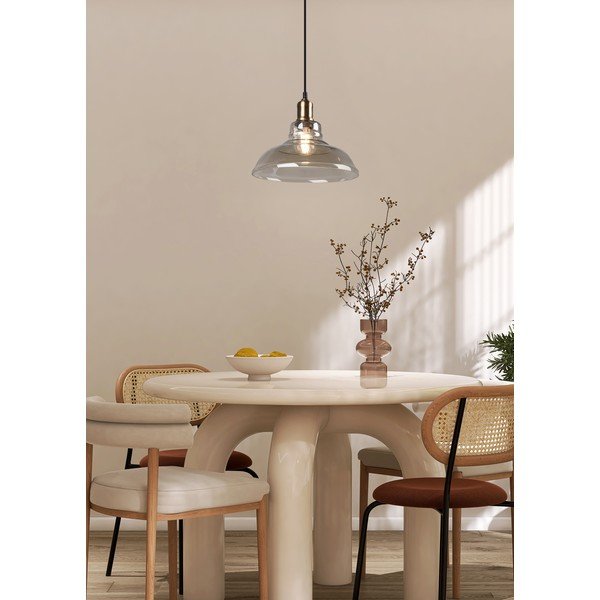 Misiņa krāsas metāla piekaramā lampa ar stikla abažūru ø 28 cm Aldo – Reality-image-1
