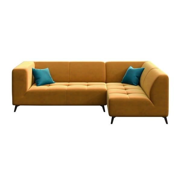 Oranžīgi dzeltens stūra dīvāns MESONICA Toro, labais stūris