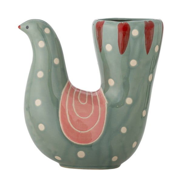 Zaļa māla ar rokām apgleznota vāze (augstums 19 cm) Trudy – Bloomingville