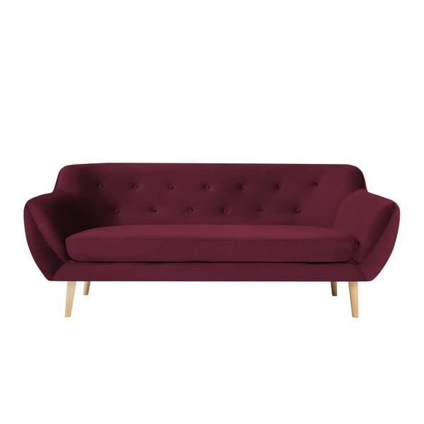 Bordo sarkans trīsvietīgs dīvāns Mazzini Sofas Amelie