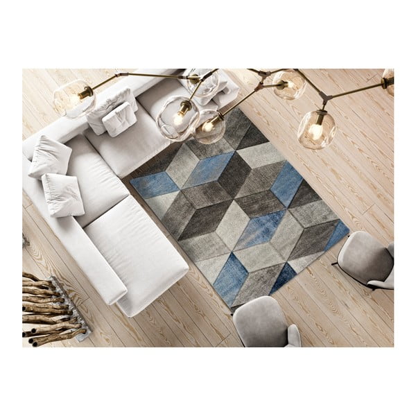 Zili pelēks paklājs Universal Indigo Azul Robo, 140 x 200 cm-image-1