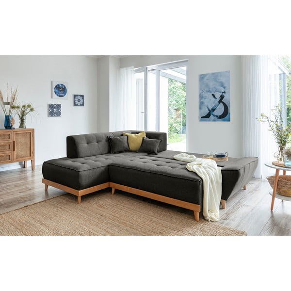 Tumši pelēks izlaižams stūra dīvāns Miuform Dazzling Daisy L, kreisais stūris-image-4