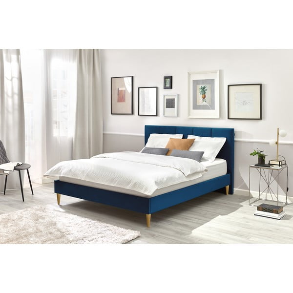 Tumši zila samta divguļamā gulta Bobochic Paris Vivara Light, 180 x 200 cm-image-3