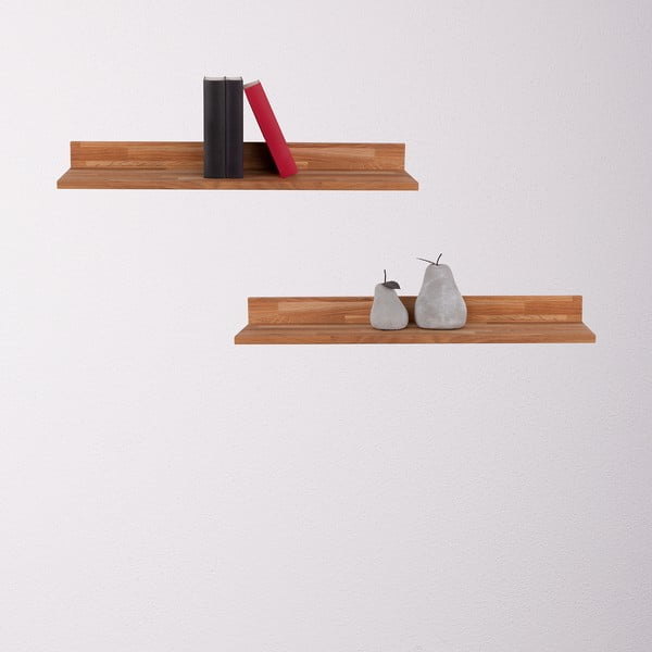 Dabīga toņa ozola masīvkoka sienas plaukts bildēm 60 cm Kalle – Interia Home & Living-image-1