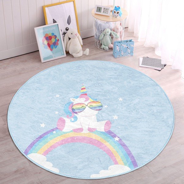 Gaiši zils bērnu paklājs ø 80 cm Comfort – Mila Home-image-2