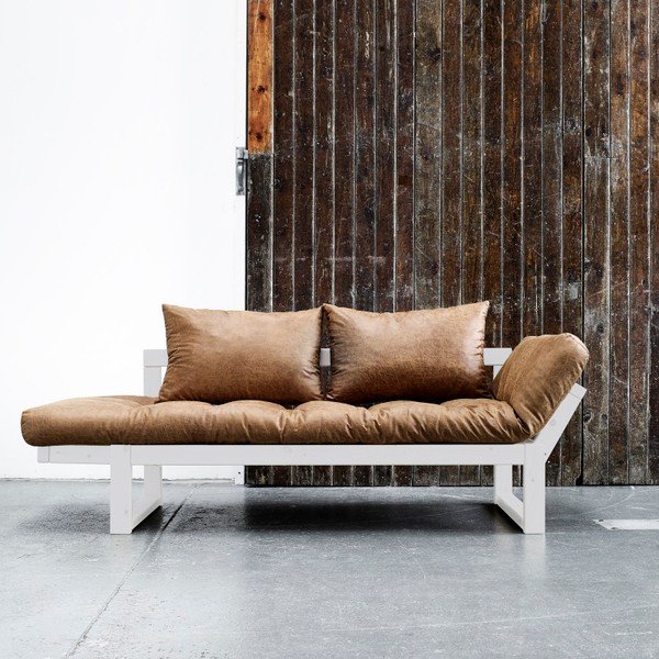 Dīvāns Karup Vintage Edge White/Cognac-image-1