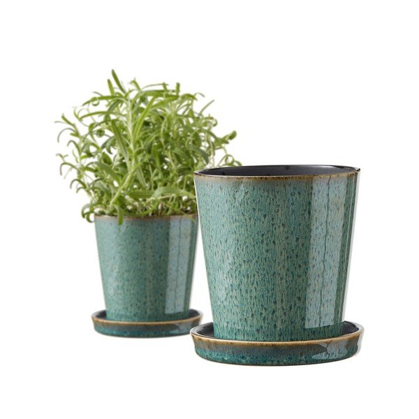 Akmensmasas puķu poda apvalks ø 10 cm Gastro Green/Black – Bitz-image-3