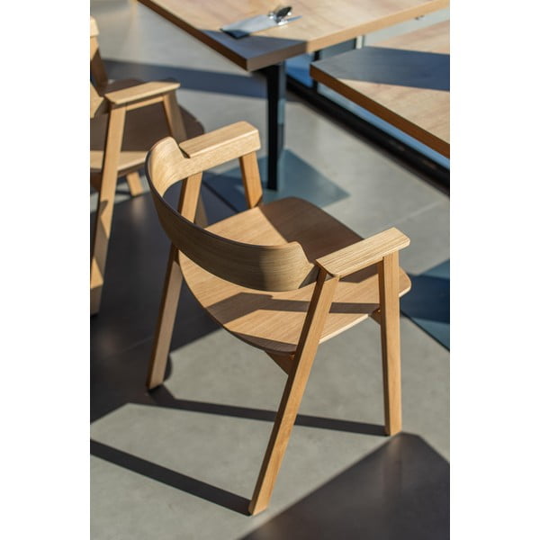 Dabīga toņa ozola masīvkoka pusdienu krēsls ar roku balstiem Flip – Gazzda-image-2