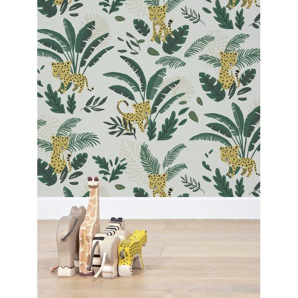 Bērnu tapetes 10 m x 50 cm Cheetah & Tropical Leaves – Lilipinso-image-1