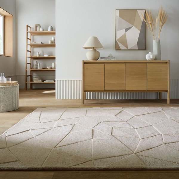 Bēšs ar rokām darināts vilnas paklājs 120x170 cm Shard – Flair Rugs-image-1