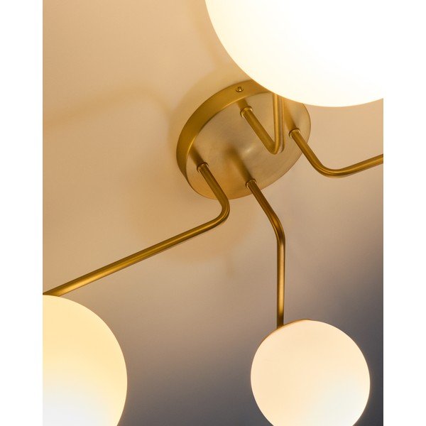 Balta/zelta krāsas metāla griestu lampa ar stikla abažūru ø 15 cm Brisia – Kave Home-image-2