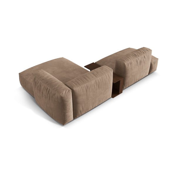 Gaiši brūns samta modulārais stūra dīvāns (ar labo stūri/ar zvilni) Martina – Micadoni -image-3