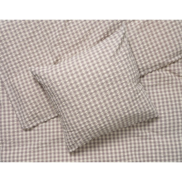 Pelēka/bēša divvietīga/īpaši gara gultas veļa no krepa auduma 200x220 cm Bæk&Bølge – JUNA-image-1