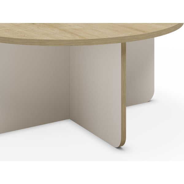 Krēmkrāsas/dabīga toņa apaļš žurnālgaldiņš ar ozolkoka imitācijas galda virsmu ø 80 cm Hillary – Marckeric-image-3