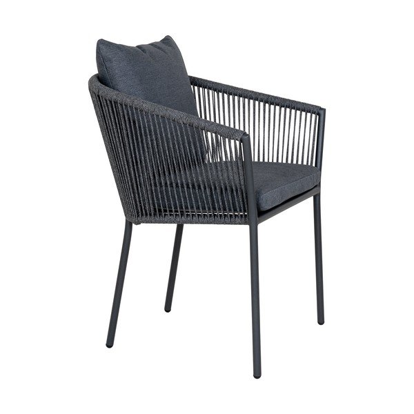 Tumši pelēks metāla/polsterēts dārza krēsls Salerno – House Nordic-image-3