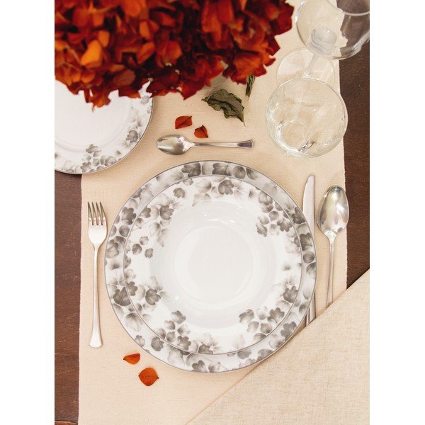 Balti/gaiši pelēki deserta porcelāna šķīvji (6 gab.) ø 19 cm Foliage gray – Villa Altachiara-image-2