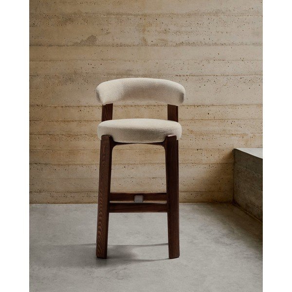 Bēšs/tumša dabīga toņa oša masīvkoka bāra krēsls (sēdekļa augstums 75 cm) Granite – Kave Home-image-2