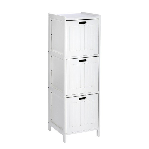 Balts koka vannas istabas skapītis ar 3 atvilktnēm Wenko Oslo-image-1