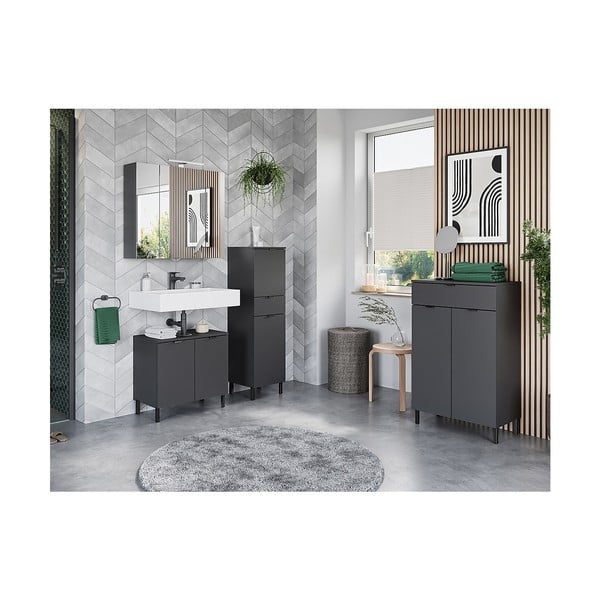 Antracīta pelēks skapītis zem izlietnes 60x56 cm Arcena – Germania-image-4