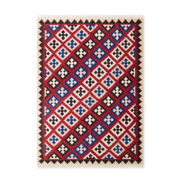 Sarkans divpusējs/ar rokām darināts vilnas paklājs 200x290 cm Kamal Rami – Nouristan