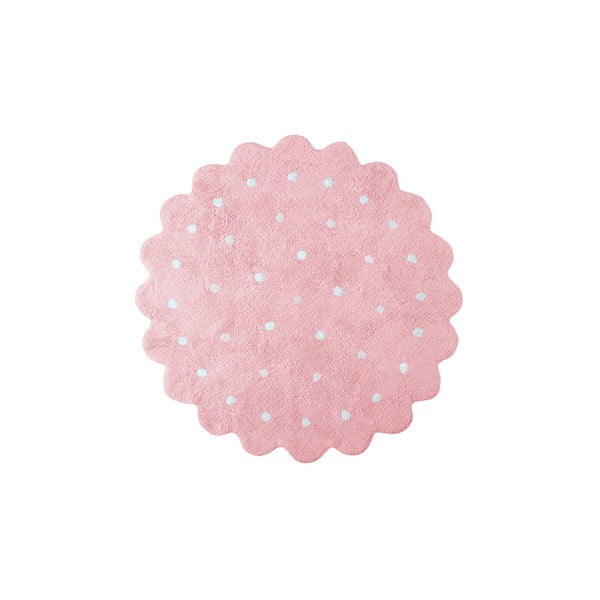 Rozā mazgājams/ar rokām darināts kokvilnas bērnu paklājs ø140 cm Little Biscuit Pink – Lorena Canals