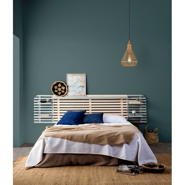 Gaiši pelēks/dabīga toņa priedes masīvkoka gultas galvgalis 240x62 cm Dimas – Marckeric-image-1