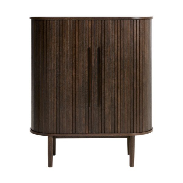 Tumša dabīga toņa skapītis ar ozolkoka imitāciju ar bīdāmām durvīm 100x118x40 cm Meta – Unique Furniture-image-2