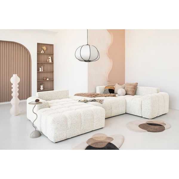 Krēmkrāsas salokāms modulārais stūra dīvāns ar uzglabāšanas vietu (ar labo stūri) Lulu – Miuform-image-1