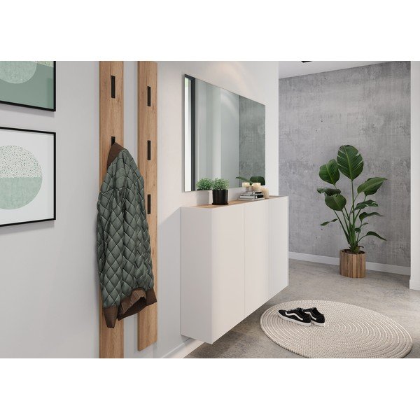 Krēmkrāsas skapītis ar ozolkoka imitāciju 138x87x25 cm Libbiano – Germania-image-4