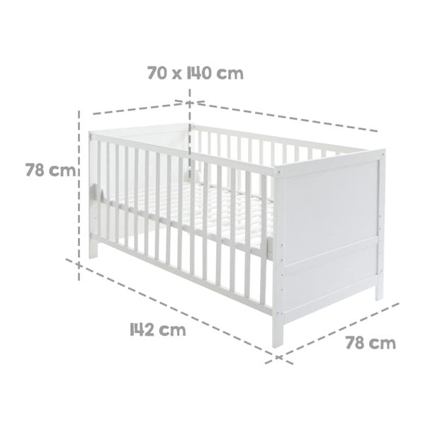 Balta bērnu gultiņa ar baldahīnu 70x140 cm – Roba-image-4