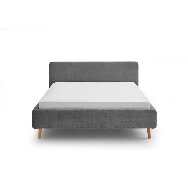 Tumši pelēka polsterēta divvietīga gulta bez režģa 180x200 cm Mattis – Meise Möbel-image-2