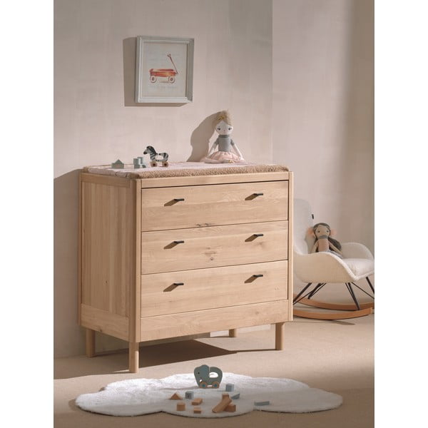 Dabīga toņa ozola masīvkoka bērnu kumode 100x95x55 cm Forrest – Vipack-image-2