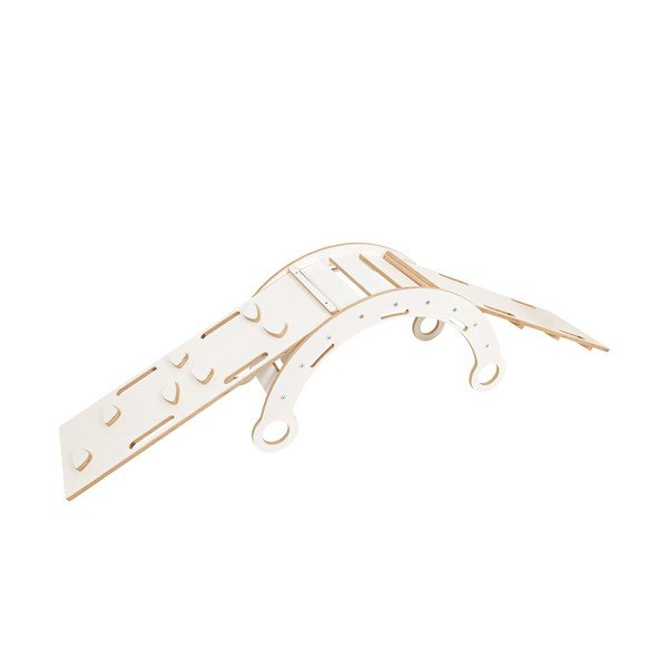 Baltas priedes masīvkoka šūpoles 39x75x38 cm Montessori – Meowbaby