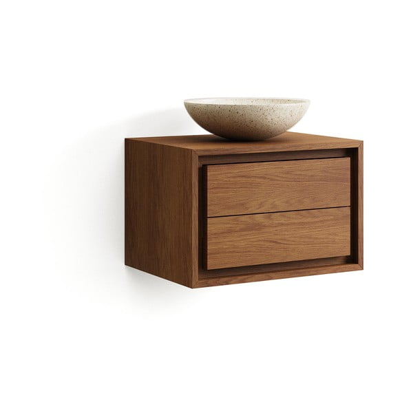 Tumši brūns tīkkoka masīvkoka piekarams skapītis zem izlietnes 60x40 cm Kenta – Kave Home-image-3