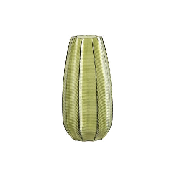 Zaļa stikla vāze WOOOD Kali, augstums 28 cm