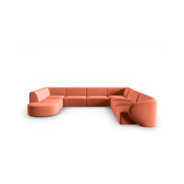 Rozā samta stūra dīvāns (ar labo stūri/U veida) Paolo – Milo Casa
