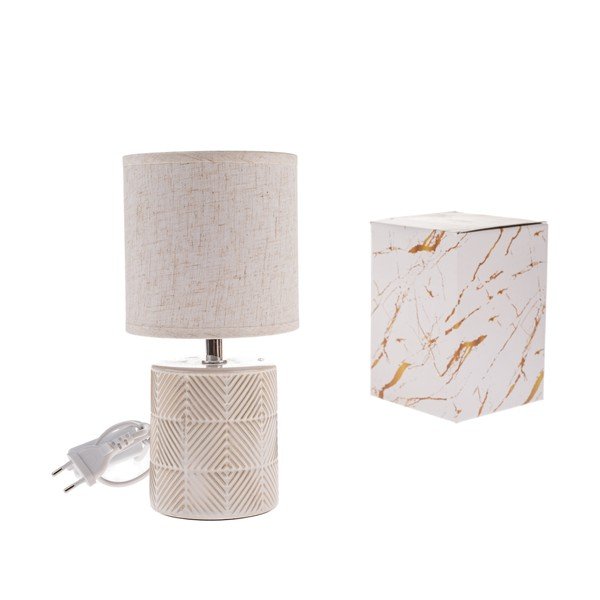 Bēša keramikas galda lampa ar auduma abažūru (augstums 27 cm) Anita – Dakls-image-1