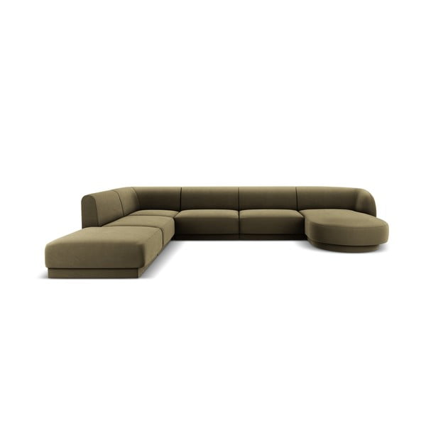Zaļš samta stūra dīvāns (ar kreiso stūri/"U" veida) Miley  – Micadoni Home