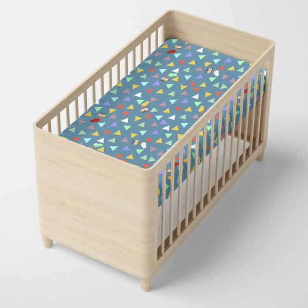 Zils kokvilnas palags ar gumiju bērniem Mr. Fox Knight, 70 x 140 cm-image-3